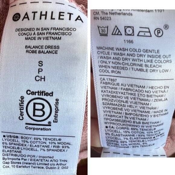 ATHLETA Balance Dress French Terry Athletic Dress in Rose Pink Size S - Picture 12 of 16